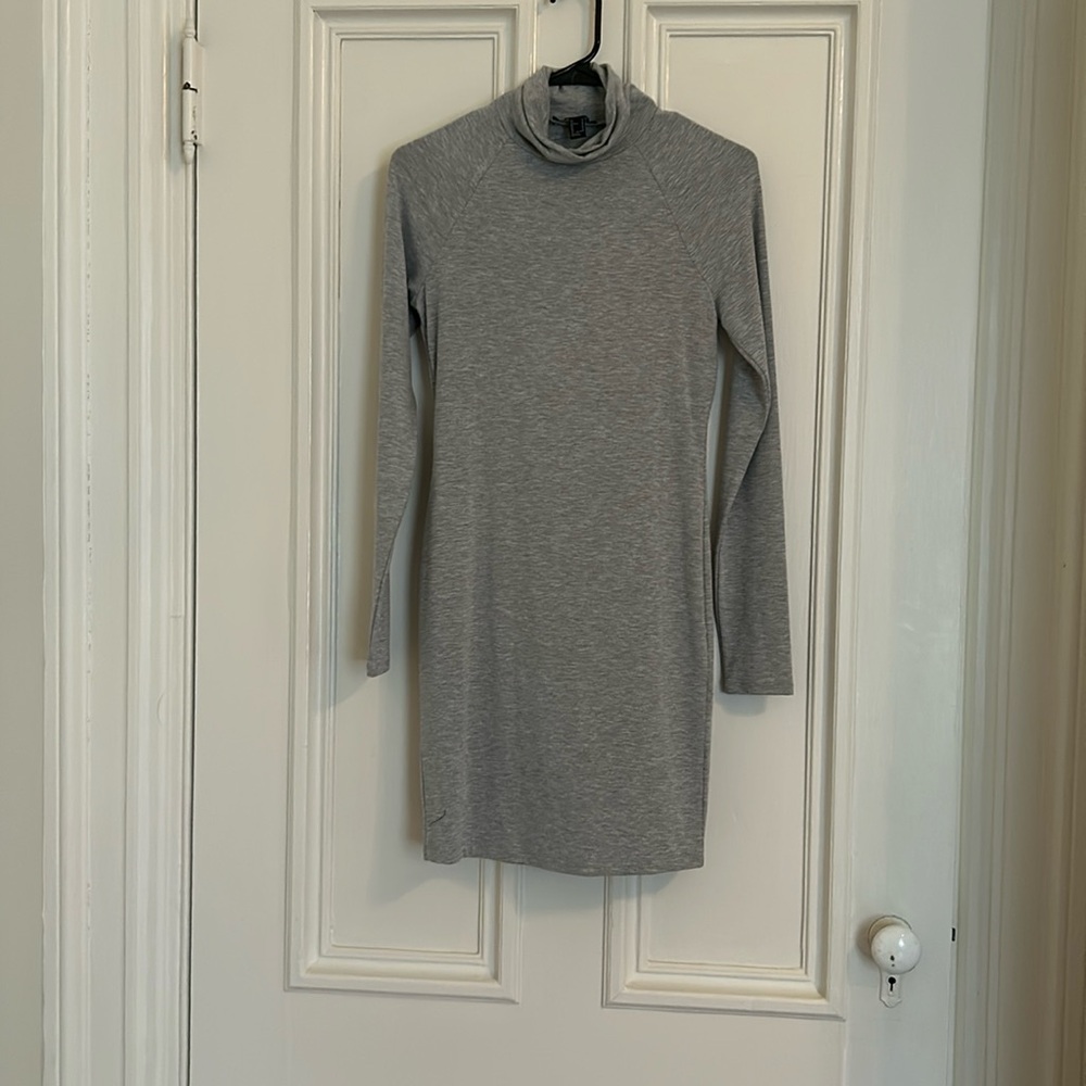 Medium gray sweater turtleneck dress